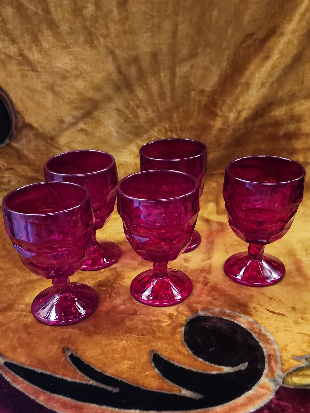 (5pc) Ruby Red Goblet Glasses